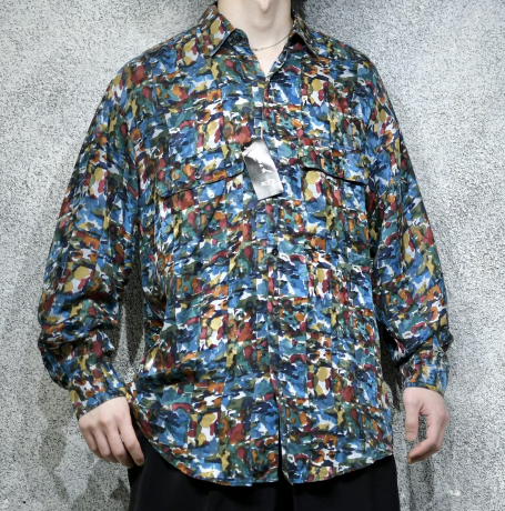 goouch design pattern silk shirt