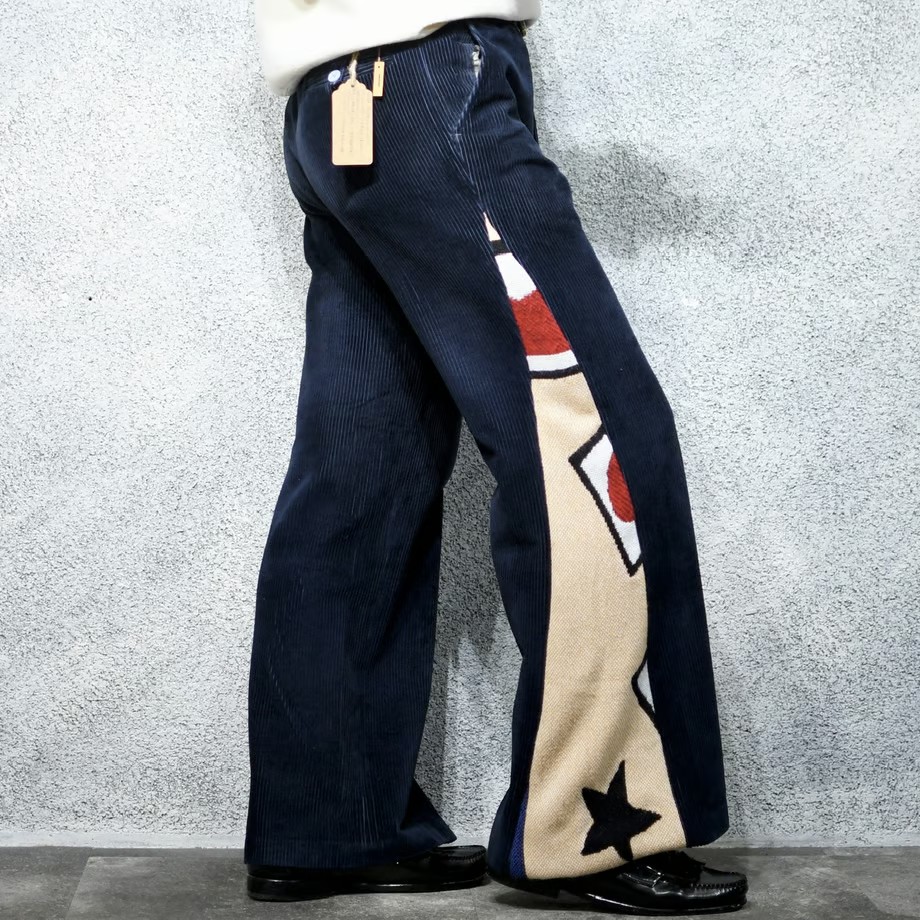 custom side rug corduroy pants navy